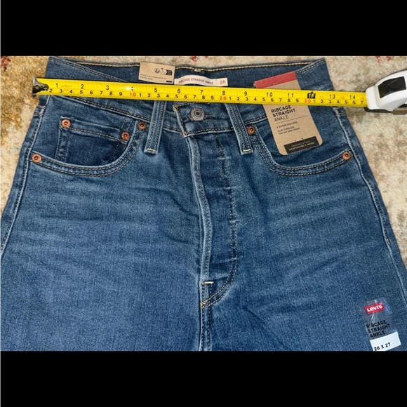 Women Levi Strauss Ribcage Straight Ankle Button Fly High Jeans Levi's Sz 26x27 - Picture 5 of 9
